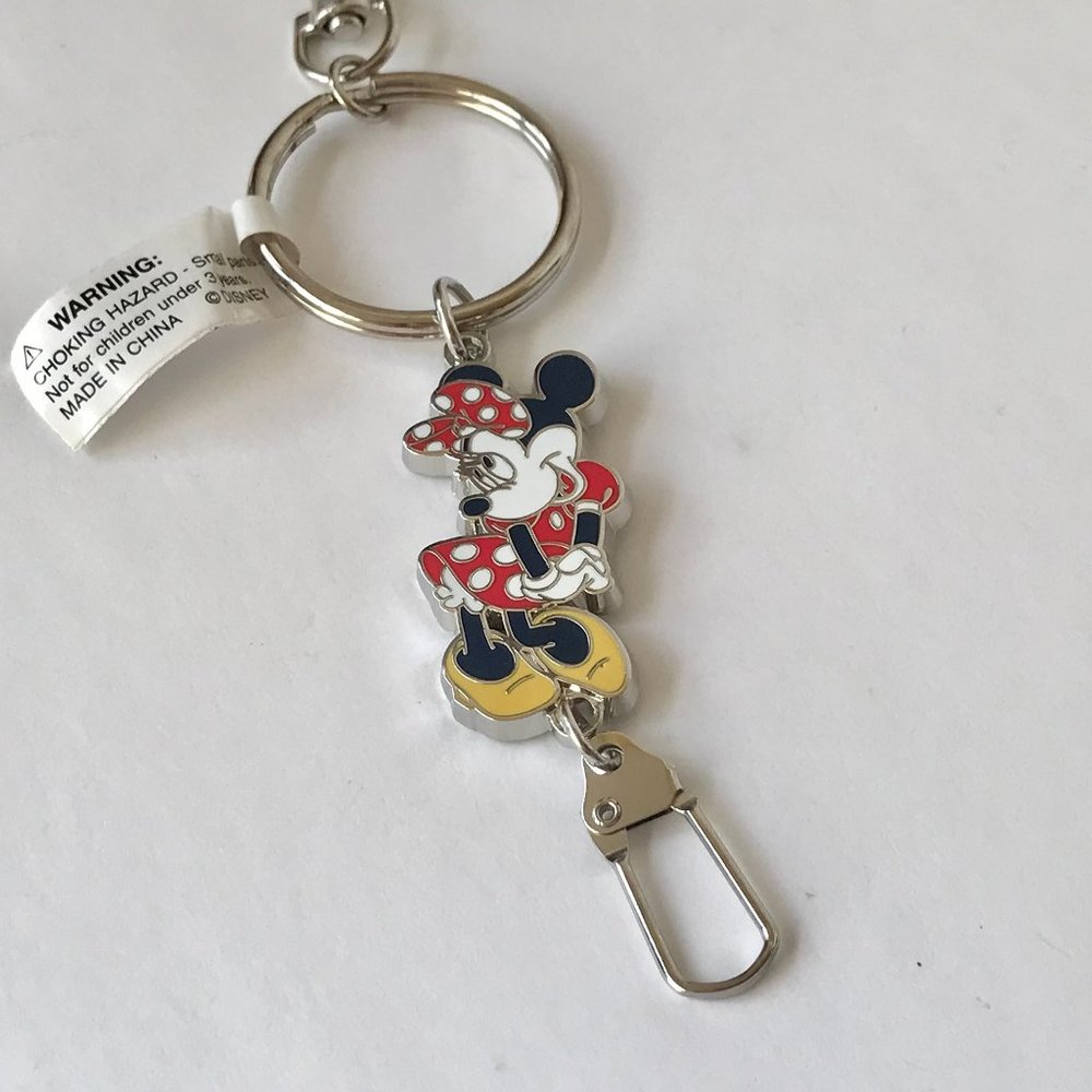 Vintage Disney Minnie Mouse Zipper Pull Keychain Purse Charm Keyring Disneyana